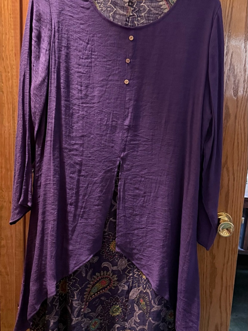 Purple Layered Tunic Top with Button Front